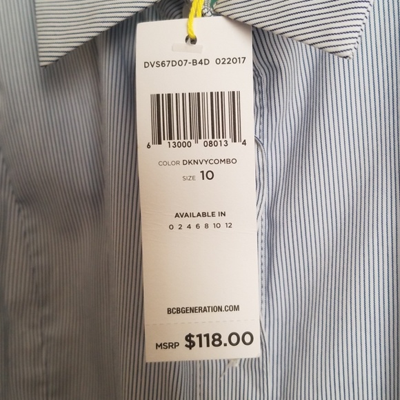 BCBGeneration Striped Fit and Flare Shirt Dress - Picture 4 of 8